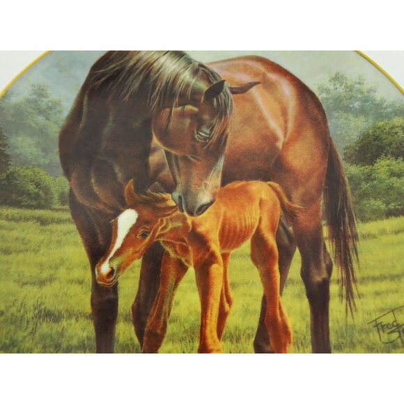 The First 1st Day Fred Stone Decorative Plate Mare and Foal Colt Mom Baby Horse - Picture 3 of 6